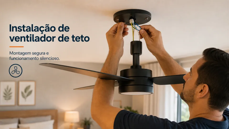 Ventilador de teto instalado em quarto residencial