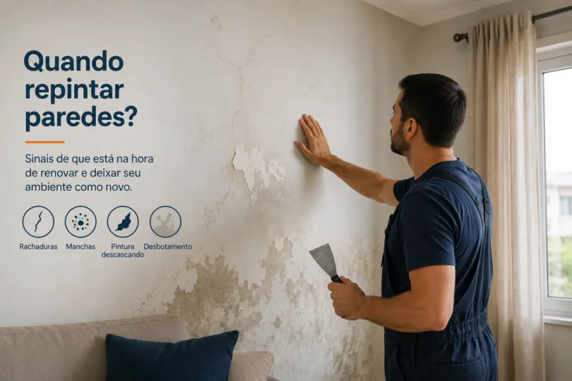 Parede com pintura desgastada ao lado de área repintada