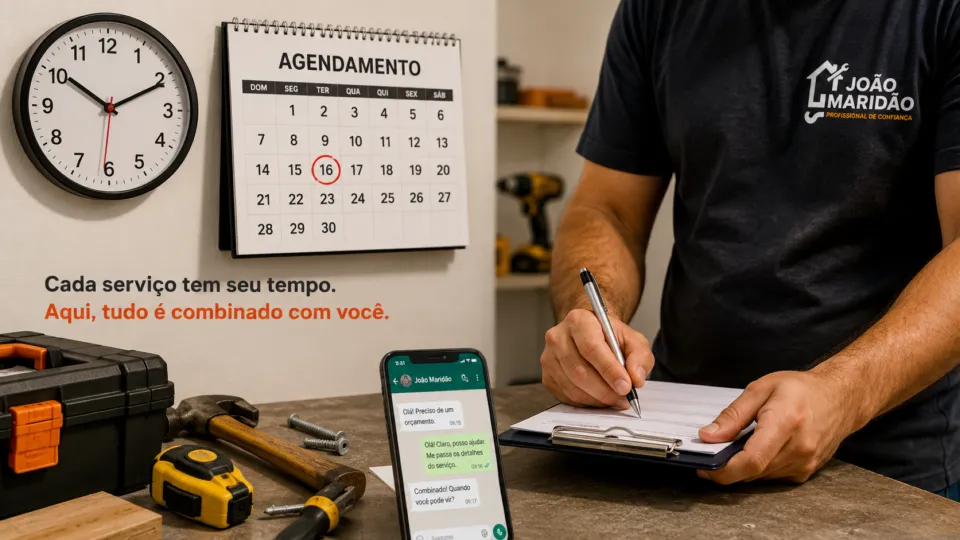 Relógio e ferramentas representando o prazo de um serviço residencial